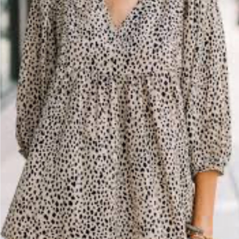Umgee Black and Tan Animal Print Blouse